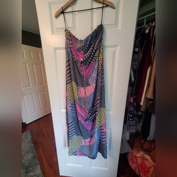 VINTAGE Cynthia Steffe silk strapless maxi dress size 2 - Picture 1 of 7